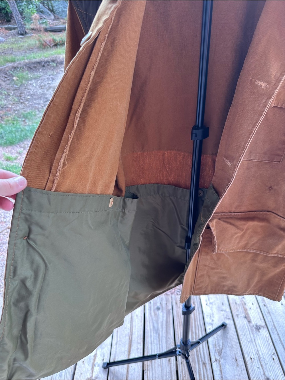 Canvas Field Jacket in Tan with Dark Brown Shoulder Patch - Picture 3 of 5